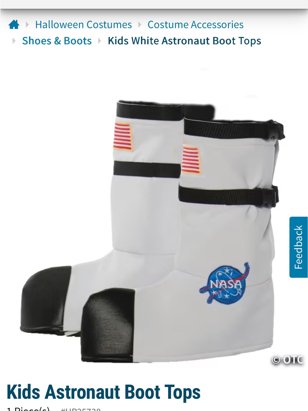 Kids White Astronaut Boot Covers with NASA Patch